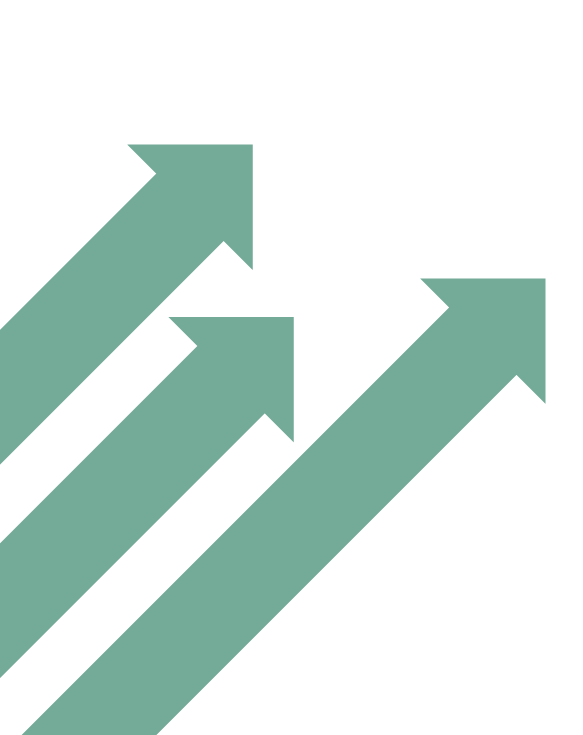 Three upward green arrows on black background.