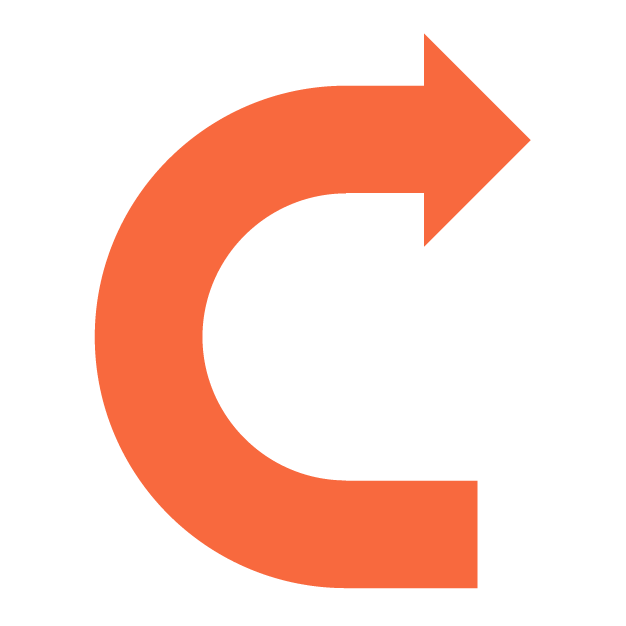 Orange arrow forming a circular shape.