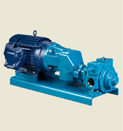 Industrial blue motor and gearbox assembly.
