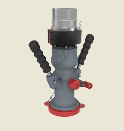 Industrial tool with handles and red accents.